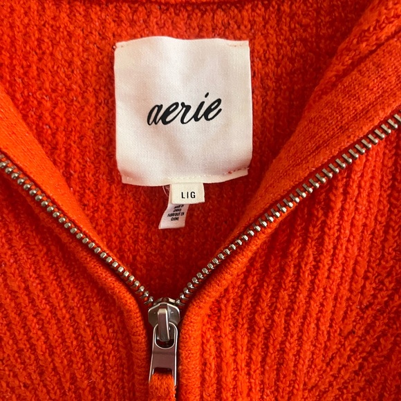 Aerie Women's Orange Quarter Zip Sweater - Picture 2 of 4